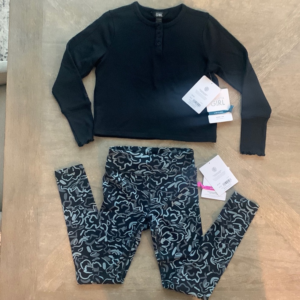 Athleta Girl Powervita Leggings and Brushed Nirvana Shirt, size small 7